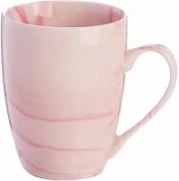 Кружка Loraine / Лорейн Белый Мрамор фарфор розовый с рисунком 340мл / посуда для кухни