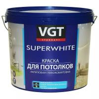 VGT SUPERWHITE ВД-АК-2180 краска для потолков акриловая, супербелая, глубокоматовая (3кг)