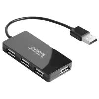 USB Hub 2.0 разветвитель на 4 порта (GCR-UH244B), черный, 0.15м