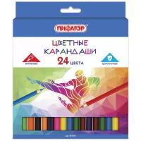 Пифагор Карандаши цветные Быстрее! Выше! Сильнее! 24 цвета (181358)