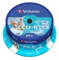 Диск CD-R Verbatim 700 Mb, 52x, Cake Box (25), DL+, Printable (25/200) {43439}