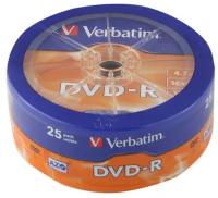 Диск DVD-R Verbatim 4.7Gb 16x Cake Box (25 штук) (43730)