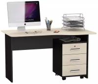 Письменный стол с подкатной тумбой 1.04Т цвет венге/дуб, ШхГхВ 130х75х74 см, универсальная сборка