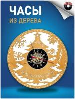 Часы настенные резные из дерева (высококачественной фанеры) - Новый Год Версия 3