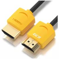 GCR Кабель SLIM 2.0m HDMI 2.0, желтые коннекторы, OD3.8mm, HDR 4:2:0, Ultra HD, 4K 60 fps 60Hz, 3D, AUDIO, 18.0 Гбит/с, 30/30 AWG