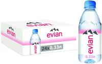 Вода минеральная природная столовая питьевая Evian негазированная, ПЭТ, без вкуса, 24 шт. по 0.33 л