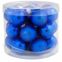 Новогоднее подвесное украшение - шар Синий микс из стекла, набор из 24 штуки / 2,5x2,5x2,5см арт.81925