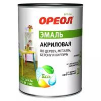 Эмаль акриловая универсальная Ореол Белая Глянцевая 0,9кг, быстросохнущая, без запаха; краска по дереву, металлу, бетону, кирпичу