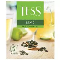 Чай зеленый Tess Lime в пакетиках, лайм, шиповник, 100 пак