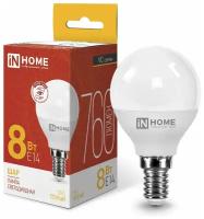 Лампа светодиодная IN HOME LED-ШАР-VC (4690612020549), E14, P45, 8 Вт, 3000 К