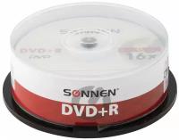 Диски DVD+R SONNEN, 4,7 Gb, 16x, Cake Box (упаковка на шпиле), комплект 25 шт, 513532