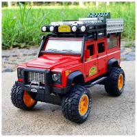 Модель автомобиля внедорожник Land Rover DEFENDER Camel Trophy 1:28 (металл, свет, звук)