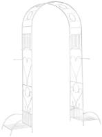 Арка садовая металлическая для растений (для сада) Лето разборная с чашами для горшков белая, 240х170х40см, труба d=16, d=10