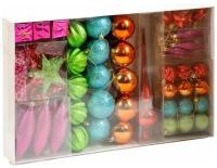 Набор ёлочных шаров с верхушкой, пластик, микс, 55 шт в упаковке, Winter Glade, арт. 39055G136