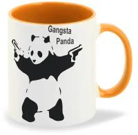 Кружка оранжевый CoolPodarok Gangsta Panda (панда)