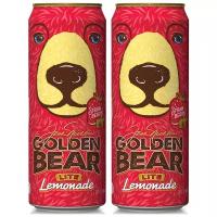 Холодный сокосодержащий напиток AriZona Golden Bear Strawberry Lemonade с клубничным вкусом / 2 банки по 680 мл