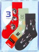 Набор носков с ярким принтом 3 пары с Кроликами Magazinmacho