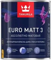 Краска водно-дисперсионная Tikkurila Euro Matt 3 моющаяся глубокоматовая База С 0.9 л