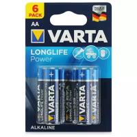 Батарейки Varta Longlife Power, 4906, щелочные, AA, LR6, 6 шт