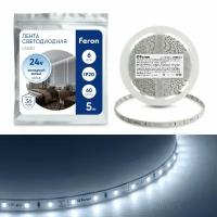 Светодиодная LED лента Feron LS500, 60SMD(2835)/м 6Вт/м 24V 5000*8*1.22мм 6000К