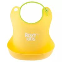 ROXY-KIDS Нагрудник ROXY-KIDS мягкий с кармашком и застежкой, желтый