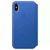 Чехол Apple Folio кожаный для iPhone X, electric blue