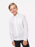 Рубашка для мальчика белая в школу с длинным рукавом HappyFox, HF1004MBL размер 152, цвет белый
