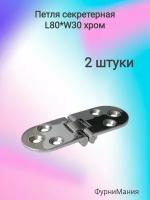 Петля мебельные секретерная L 80 * W 30, хром 50141 (2шт)