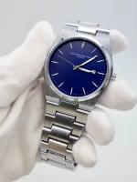Мужские и женские часы наручные кварцевые, электронные, подарок, часики с металлическим браслетом, синие