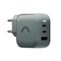 Быстрое зарядное устройство COMMO 65W Multi Charger Dual USB-C + USB-A, GaN, 65 Вт, COMMO Gray