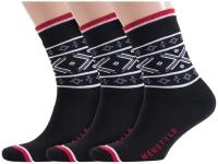 Комплект из 3 пар мужских махровых носков ХОХ черные, размер 25 (39-41)