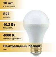 (10 шт.) Светодиодная лампочка Ecola ЛОН A60 E27 10.2W 4000K 4K 110x60 (10W) D7LV10ELC