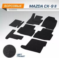 Коврики текстильные в салон автомобиля AutoFlex Business для Mazda CX-9 (Мазда СХ-9) II поколение 2016-н. в, графит, 7 частей, с крепежом, 5380301