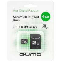 Карта памяти MicroSDHC 4 Gb CL4 Qumo в блистере с адаптером