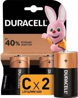 Батарейка алкалиновая Duracell Basic, C, LR14-2BL, 1.5В, блистер, 2 шт