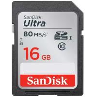 Карта памяти SanDisk Ultra SDHC Class 10 UHS-I 80MB/s 16 GB, чтение: 80 MB/s