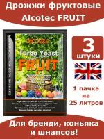 Спиртовые турбо дрожжи Alcotec FRUIT Turbo/ Алкотек дрожжи для фруктов/ 3 пачки