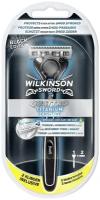 Wilkinson Sword Quattro Titatium BLACK EDITION / Бритвенный станок Quattro с 2-мя кассетами и подставкой