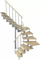 Модульная лестница Спринт 225 (h 2925-3055, Серый, Сосна, Нержавеющая сталь)
