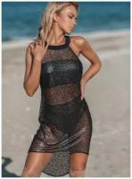 Сексуальное пляжное платье-сетка без рукавов Jolidon | черный | XL