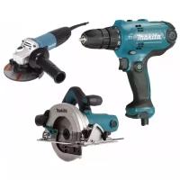 Набор инструментов MAKITA DK0119 дрель DF0300+ушм GA5030+пила HS6601