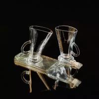 Подарочный набор - два кофейных бокала Айриш (для глинтвейна, чая, кофе) и блюдо (менажница) из прозрачной винной бутылки серии Хмельное стекло