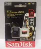 Карта памяти MicroSD 128GB SanDisk Class 10 Extreme Pro A2 V30 UHS-I U3 (200 Mb/s) +SD адаптер