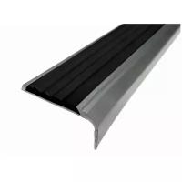 Алюминиевый угол-порог с резиновой вставкой, цвет вставки черный, длина 1м, упаковка 5 шт