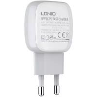 Сетевое ЗУ LDNIO A2313C/ + Кабель Type-C/ PD + QC 3.0/ 2 USB Auto-ID/ Выход: 5V_9V_12V, 18W/белый