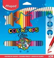 Карандаши цветные 24цв. MAPED. COLOR' PEPS, треугольные, картонная коробка