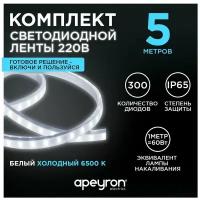 Светодиодная лента Apeyron Electrics 10-55, 5 м, светодиодов: 300 шт., 30 Вт, холодный белый, 6000 К