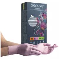 Перчатки Benovy смотровые нитриловые текстурированные на пальцах