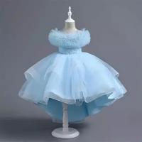 Нарядное платье для девочки, размер 110, голубой