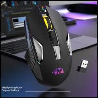 Мышь беспроводная Woif X18 компьютерная с RGB подсветкой мышка для компьютера ноутбука пк тихая/бесшумная usb type c оптическая черная wireless mouse